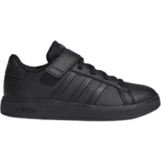 adidas Kid's Grand Court Elastic Lace And Top Strap - Core Black/Core Black/Grey Six