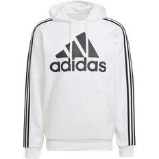 adidas Men's Essentials Fleece 3 Stripes Logo Hoodie - White/Black