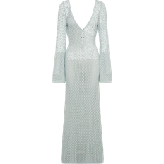 Long Sleeves Dresses Meshki Kayleigh Crochet Fishtail Flare Sleeve Maxi Dress - Arctic Blue