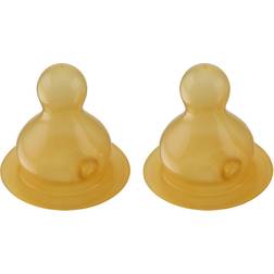 Hevea Natural Rubber Nipple Slow Flow 0m+ Anti Colic 2-pack
