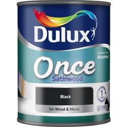 Dulux Once Satinwood Wood Paint, Metal Paint Black 0.75L