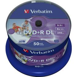 Verbatim DVD+R 8.5GB 8x Spindle 50-Pack Wide Inkjet