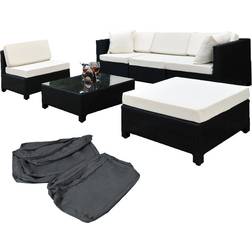 tectake Rattan garden furniture set with aluminium frame Outdoor Lounge Set, 1 Table incl. 1 Sofas