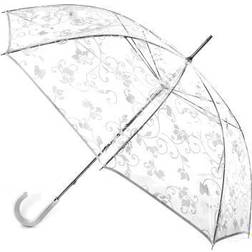 Totes Ladies PVC Walker Umbrella White Floral Scroll (9717WHI)