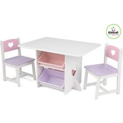 Kidkraft Heart Table & Chair Set with Pastel Bins