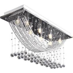vidaXL White With Sparkling Glass Crystals Ceiling Lamp