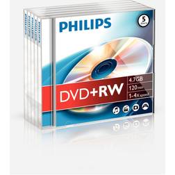 Philips DVD+RW 4.7GB 4x Jewelcase 5-Pack