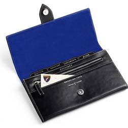 Aspinal of London Deluxe Travel Wallet - Smooth Black & Cobalt Blue Suede