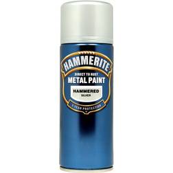 Hammerite Direct to Rust Hammered Effect Metal Paint Silver 0.4L