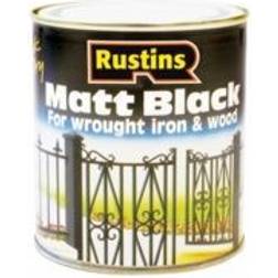 Rustins Quick Dry Black Matt Metal Paint, Wood Paint Black 0.25L