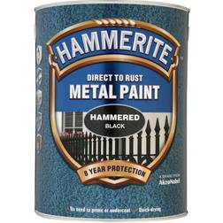 Hammerite Direct to Rust Hammered Effect Metal Paint Black 5L