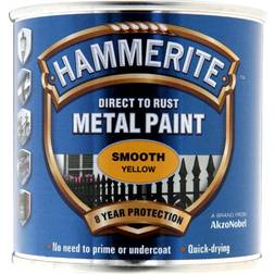 Hammerite Direct to Rust Smooth Effect Metal Paint Yellow 0.25L