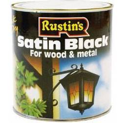 Rustins Quick Dry Satin Black Metal Paint, Wood Paint Black 1L
