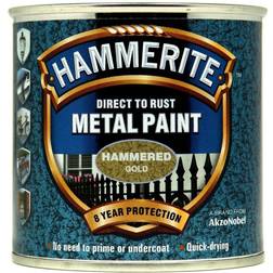 Hammerite Direct to Rust Hammered Effect Metal Paint Gold 0.25L