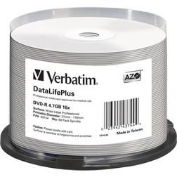 Verbatim DVD-R No ID Brand 4.7GB 16x Spindle 50-Pack Wide Inkjet