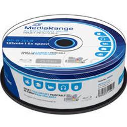 MediaRange BD-R White 25GB 6x Spindle 25-Pack Wide Inkjet