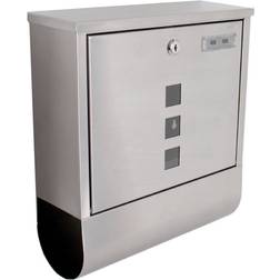 tectake Stainless steel mailbox with newspaper tube type 2