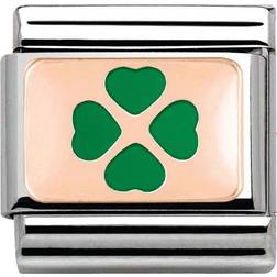 Nomination Composable Classic Link Clover Charm - Silver/Rose Gold/Green