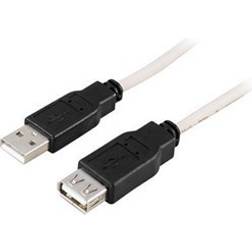 Deltaco USB A - USB A M-F 2.0 0.2m