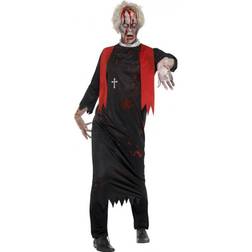 Smiffys Zombie High Priest Costume Black with Tunic & Cross Necklace
