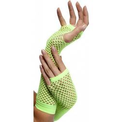 Smiffys Fishnet Gloves Neon Green