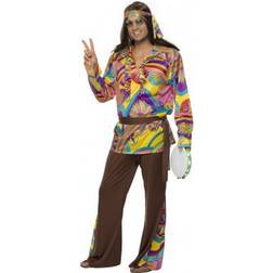 Smiffys Psychedelic Hippie Man Costume Multi-Coloured