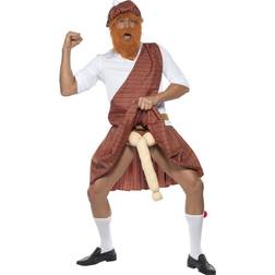 Smiffys Well Hung Highlander Costume Red Tartan
