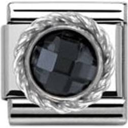 Nomination Composable Classic Link Round Faceted Charm - Silver/Black
