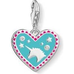 Thomas Sabo Charm Club Heart with Unicorn Charm Pendant - Silver/Turquoise/Pink/White