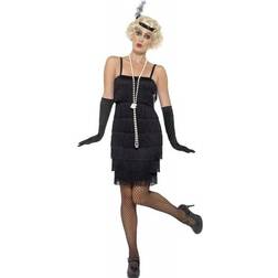 Smiffys Flapper Costume Black with Short Dress