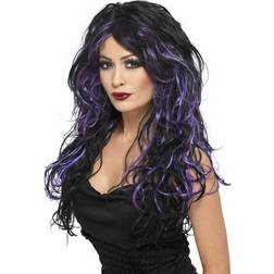 Smiffys Gothic Bride Wig Black & Purple