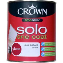 Crown Solo One Coat Metal Paint, Wood Paint Brilliant White 0.75L