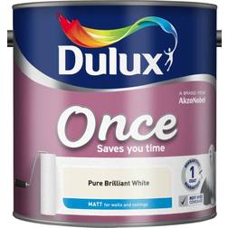Dulux Once Matt Ceiling Paint, Wall Paint Brilliant White,Magnolia,Timeless,Almond White,White Cotton,Natural Calico 2.5L