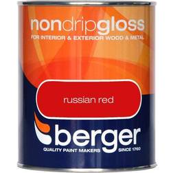 Berger Non Drip Gloss Metal Paint, Wood Paint Red 0.75L