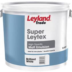 Leyland Trade Super Leytex Matt Wall Paint, Ceiling Paint Brilliant White 15L