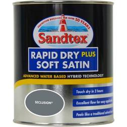 Sandtex Rapid Dry Plus Soft Satin Metal Paint, Wood Paint Grey 0.75L