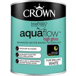 Crown Aquaflow Metal Paint, Wood Paint Brilliant White 0.75L