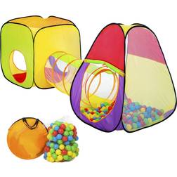 tectake Pyramid Children's Tent with Tunnel - 200 balls