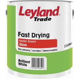 Leyland Trade Fast Drying Gloss Wood Paint, Metal Paint Brilliant White 2.5L