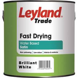 Leyland Trade Fast Drying Satin Wood Paint, Metal Paint Brilliant White 2.5L