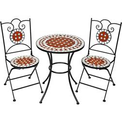 tectake Mosaic garden furniture set 2 chairs + table Ø 60 cm Bistro Set, 1 Table incl. 2 Chairs