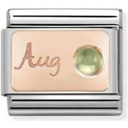 Nomination Composable Classic August Link Charm - Rose Gold/Silver/Peridot