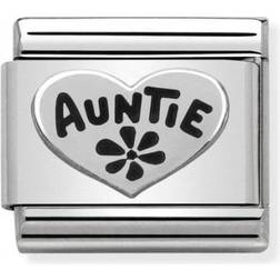 Nomination Composable Classic Auntie Heart Link Charm - Silver/Black