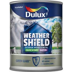 Dulux Weathershield Quick Dry Exterior Metal Paint, Wood Paint Green 0.75L