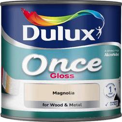 Dulux Once Gloss Wood Paint, Metal Paint Magnolia 0.75L