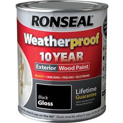 Ronseal 10 Year Weatherproof Wood Paint Black 0.75L