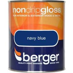 Berger Non Drip Gloss Metal Paint, Wood Paint Blue 0.75L