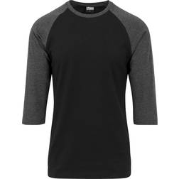 Urban Classics Contrast 3/4 Sleeve Raglan T-shirt - Black/Charcoal
