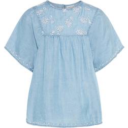Name It Embroidered Short Sleeved Top - Blue/Vintage Indigo (13150505)