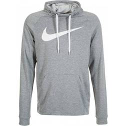 Nike Dri-Fit Pullover Swoosh Hoodie - Dark Grey Heather/White